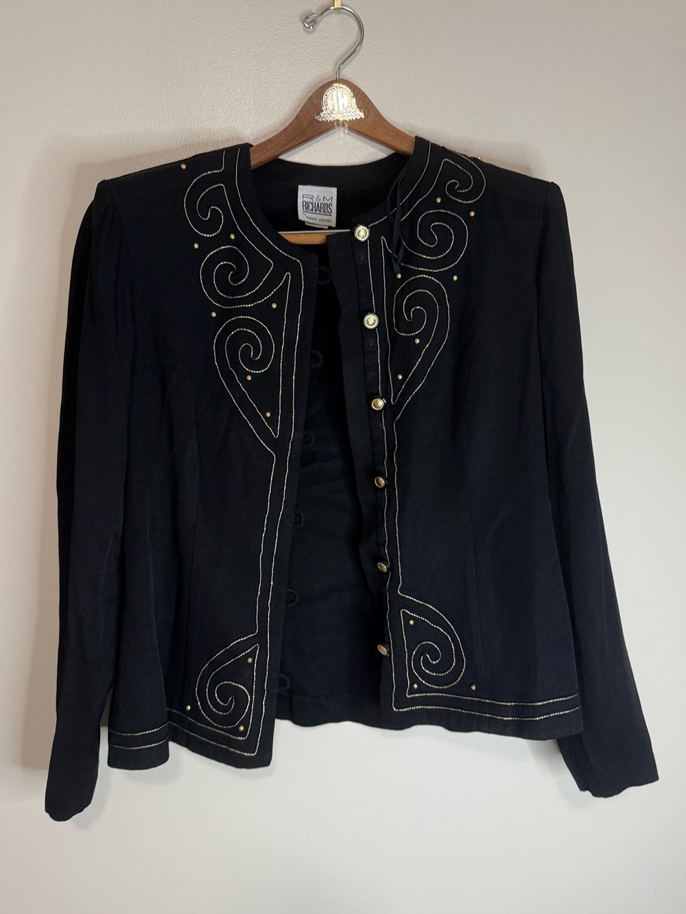 R&M richards black & gold blazer size 14
